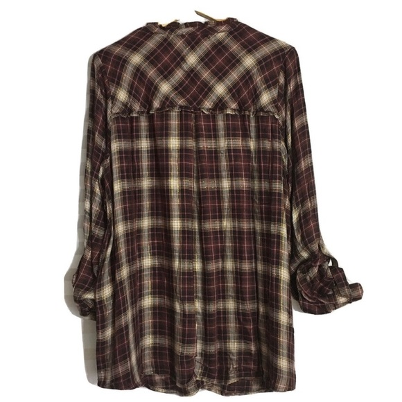 NWT Democracy Women's Plaid Button Up
Long Tab Sleeve Shirt Blouse Plus vNeck - Picture 5 of 10